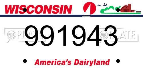 991943 Wisconsin License Plate
