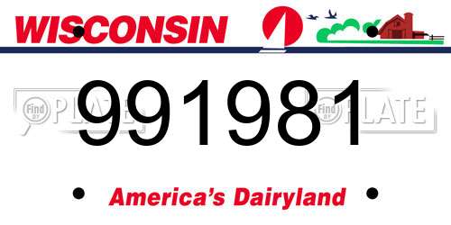 991981 Wisconsin License Plate