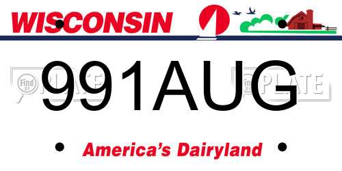 991AUG Wisconsin License Plate