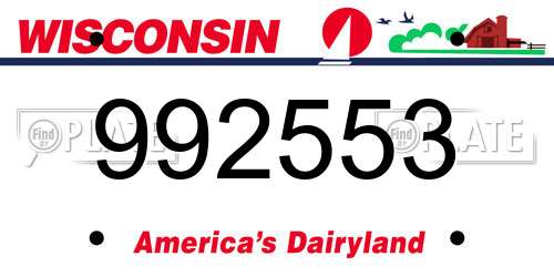 992553 Wisconsin License Plate
