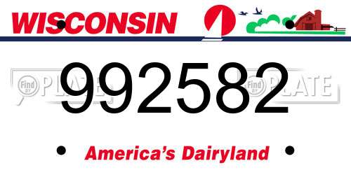 992582 Wisconsin License Plate