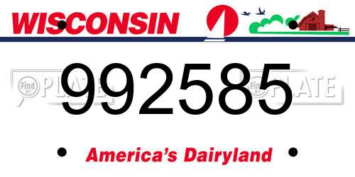 992585 Wisconsin License Plate