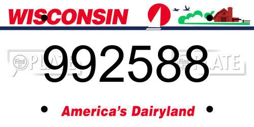 992588 Wisconsin License Plate