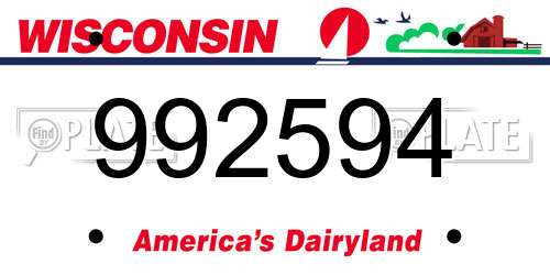992594 Wisconsin License Plate