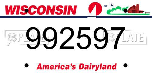 992597 Wisconsin License Plate