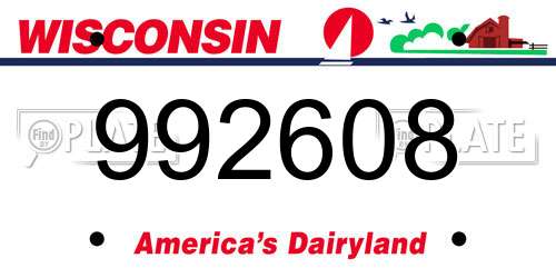 992608 Wisconsin License Plate