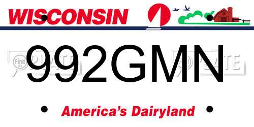 992GMN Wisconsin License Plate