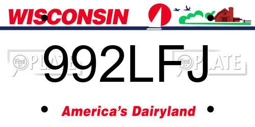 992LFJ Wisconsin License Plate
