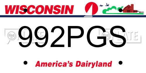 992PGS Wisconsin License Plate