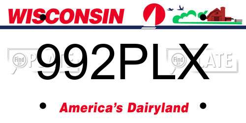 992PLX Wisconsin License Plate