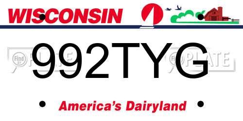 992TYG Wisconsin License Plate