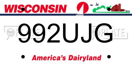 992UJG Wisconsin License Plate