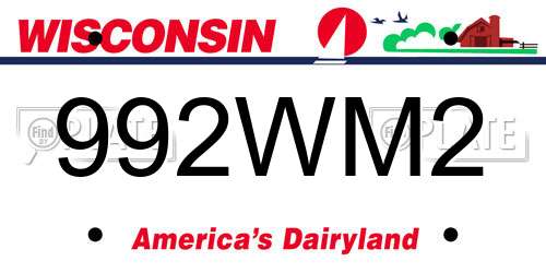 992WM2 Wisconsin License Plate
