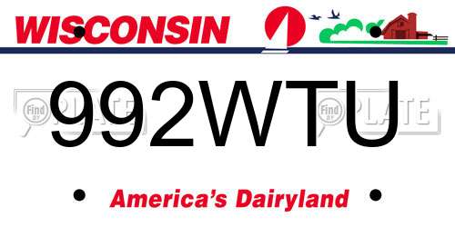 992WTU Wisconsin License Plate