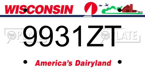 9931ZT Wisconsin License Plate