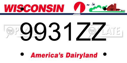 9931ZZ Wisconsin License Plate