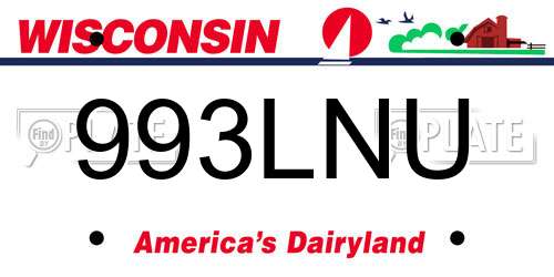 993LNU Wisconsin License Plate