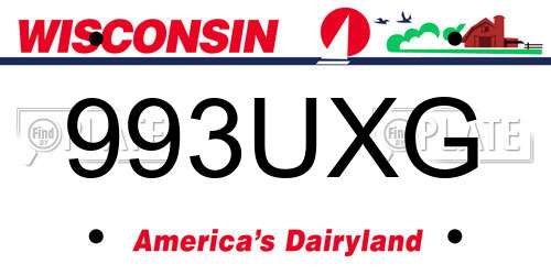 993UXG Wisconsin License Plate