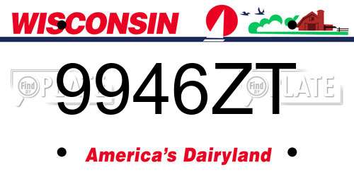 9946ZT Wisconsin License Plate