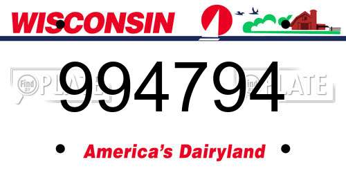 994794 Wisconsin License Plate
