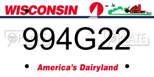 994G22 Wisconsin License Plate