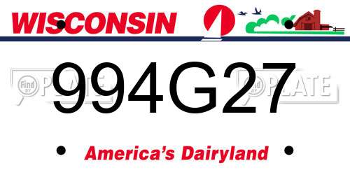 994G27 Wisconsin License Plate