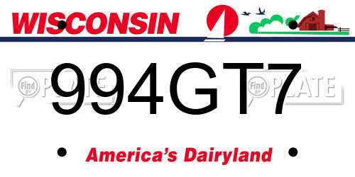 994GT7 Wisconsin License Plate