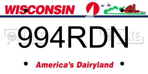 994RDN Wisconsin License Plate