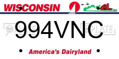994VNC Wisconsin License Plate