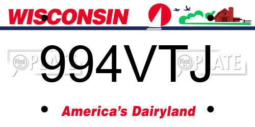 994VTJ Wisconsin License Plate