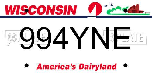 994YNE Wisconsin License Plate