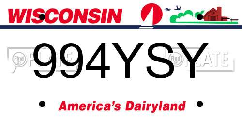 994YSY Wisconsin License Plate