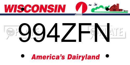 994ZFN Wisconsin License Plate