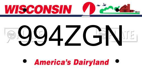 994ZGN Wisconsin License Plate