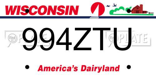 994ZTU Wisconsin License Plate