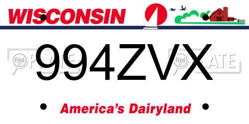 994ZVX Wisconsin License Plate