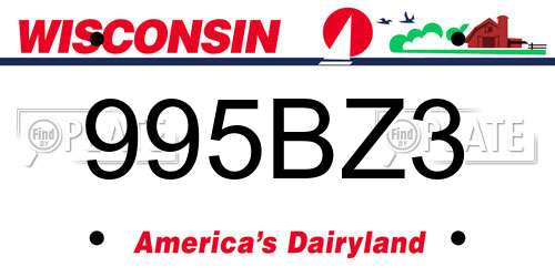 995BZ3 Wisconsin License Plate