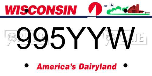 995YYW Wisconsin License Plate
