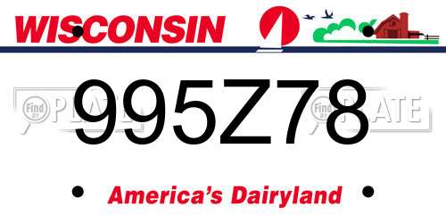 995Z78 Wisconsin License Plate