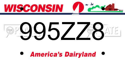 995ZZ8 Wisconsin License Plate
