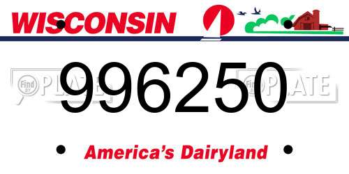996250 Wisconsin License Plate