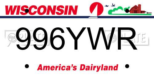 996YWR Wisconsin License Plate