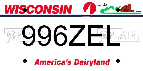 996ZEL Wisconsin License Plate