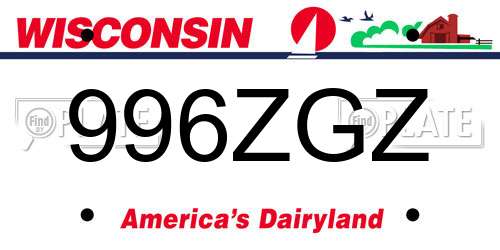 996ZGZ Wisconsin License Plate