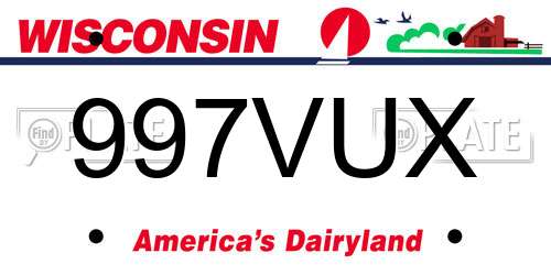 997VUX Wisconsin License Plate