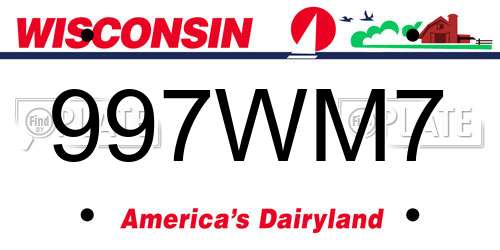 997WM7 Wisconsin License Plate