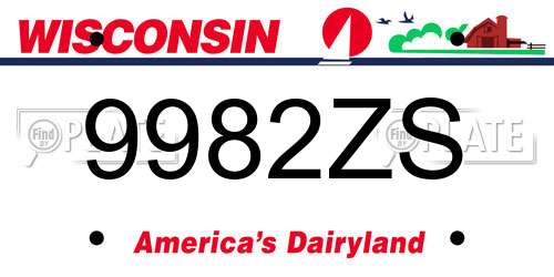 9982ZS Wisconsin License Plate