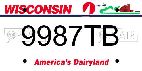9987TB Wisconsin License Plate
