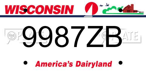 9987ZB Wisconsin License Plate