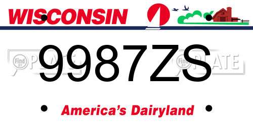 9987ZS Wisconsin License Plate